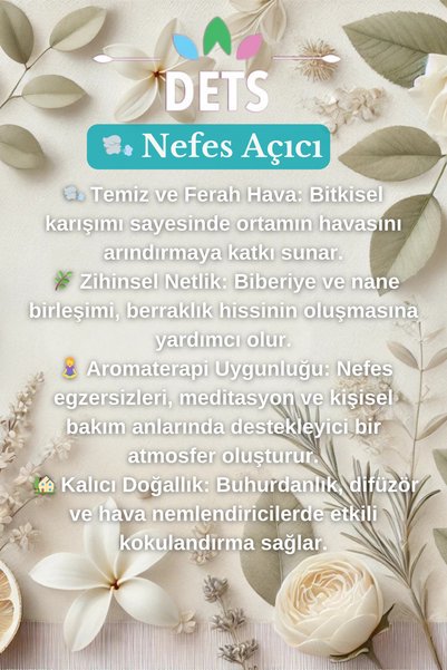 Dets Nane Ve Okaliptüs Buhurdanlık Difüzör Oda Kokusu Esansı, Hava Nemlendirici Kokusu 10ml