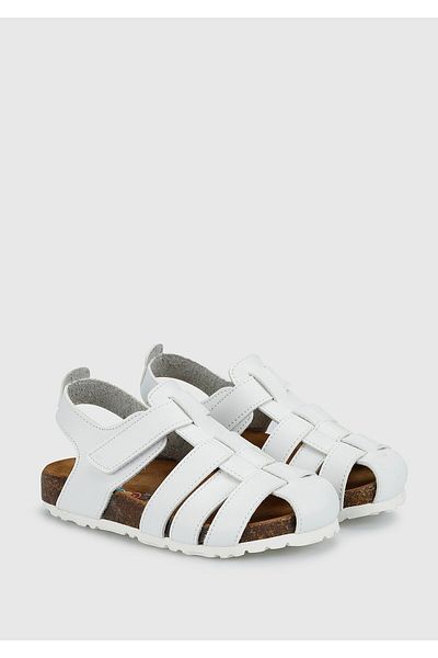 Kiddo Sandale plate albe din piele