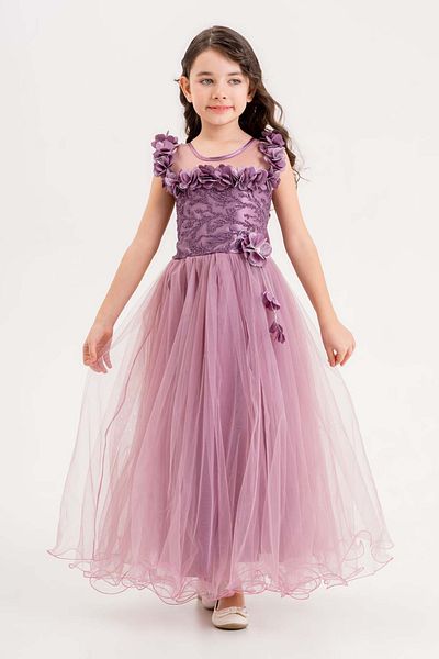 happyTekstil Girl's Tulle Evening Dress - Plum
