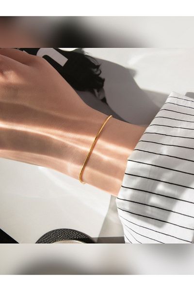The Collection Unisex Gold Tarnish Stainless Guaranteed Italian Steel Snake Necklace Bracelet Set