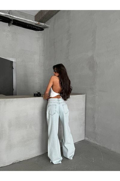 DENİKK TENDINȚE DESIGN SPECIAL PANTALONI DE DENIM JEAN PALAZZO CU PICIOARE LĂȚI