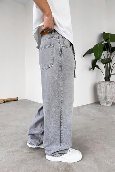 HAFKAGİYİM ΓΚΡΙ Ζώνη Basic Extra Loose φαρδύ παντελόνι