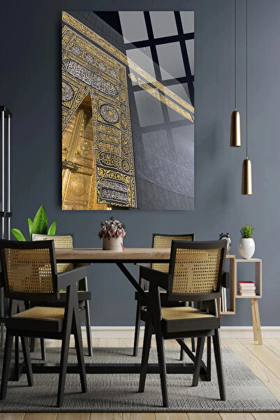 indispensablely MEKKE KABE KAPISI DİNİ İSLAMİ KIRILMAZ LÜKS CAM TABLO EV, İŞ ...