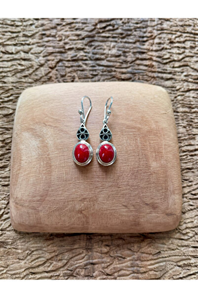 Apricity Silver Gümüş Mercan Taşlı El İşi Küpe