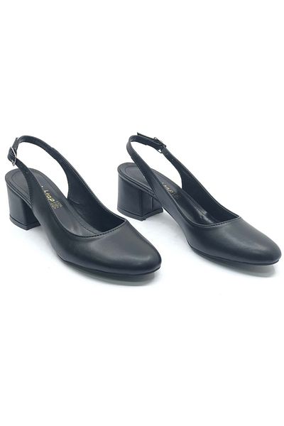 KOCAMANLAR Classic Women's Heeled Shoes - Mehtap Open Back - Black