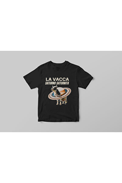 SVART WEAR Tricou pentru copii LA VACCA SATURNO SATURNITA cu design italian Brainrot