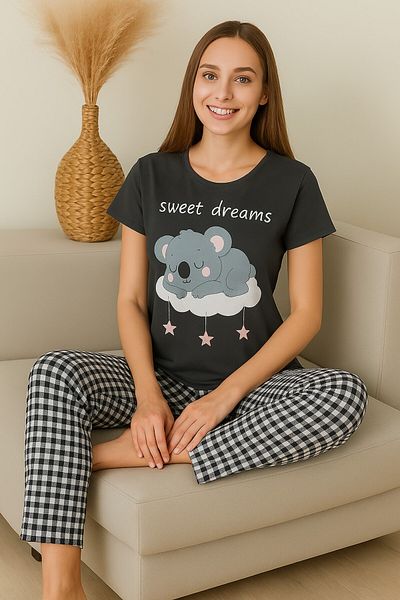 Sude Women's Half Sleeve Cotton Combed Pajamas Set