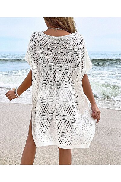 moda mh Premium Knitwear Knitted Argyle Pattern V-Neck Beach Dress