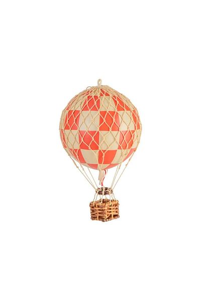 Authentic 1928 Hot Air Balloon Decoration, Authentic Models, Floating The Skies, Check Red, 8.5x8.5x13 Cm