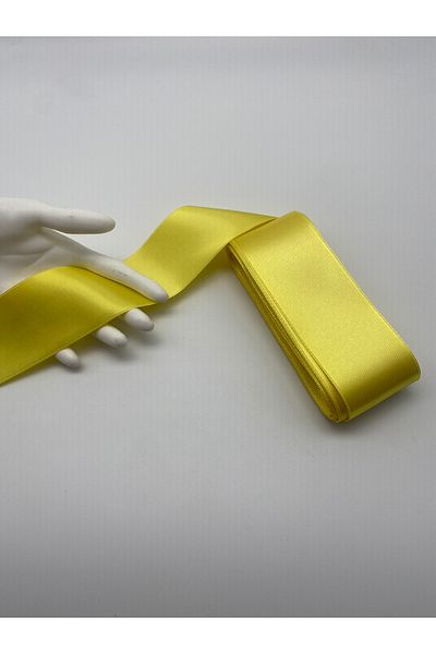 Ak Tuhafiye Yellow 6 cm 10 Meters Satin Ribbon, Bundle and Decor