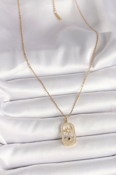 Clariss 316L Steel Gold Color Chain Zircon Stone Eye Star Model Women's Necklace