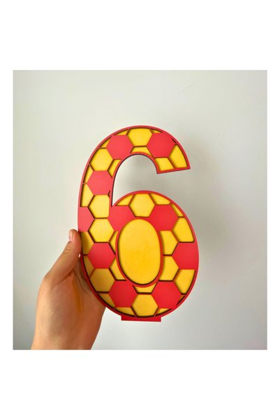 WoodenZoo 6 Year Birthday Table Decoration-2 (Gs Themed Yellow-Red)