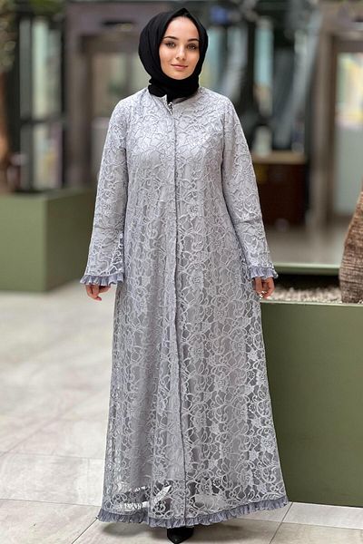 GİZAY Gizay Sleeves and Skirt Frilly Guipure Ferace