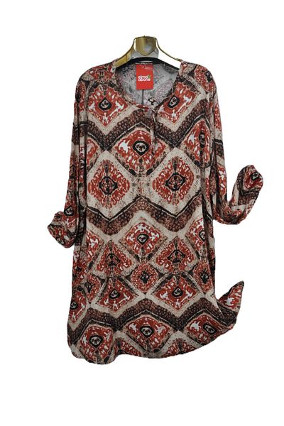 elma abone Large Size Viscose Lace-Up Tunic