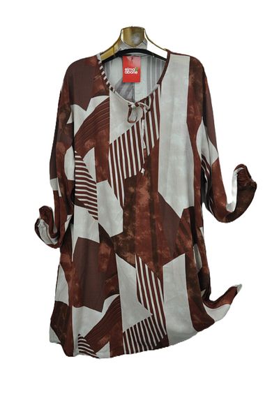 elma abone Large Size Viscose Lace-Up Tunic