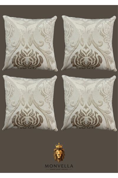 Monvella 4-Piece Cream Upholstery Throw Pillow Cover |   40X40 Quality Fabric |   Hidden Zipper |   30 Washable