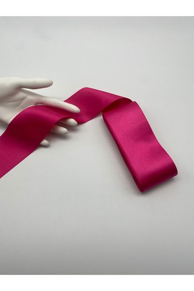 Ak Tuhafiye Dark Pink Satin Ribbon 6 cm 10 Meters Jewelry Ribbon, Wide Satin, Bundle-Ornament-Decor Ribbons No:16