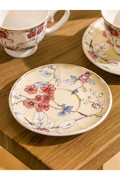 LC Waikiki Mixed Floral Printed Porcelain Coffee Set 90ml for 2 People Lcw Home