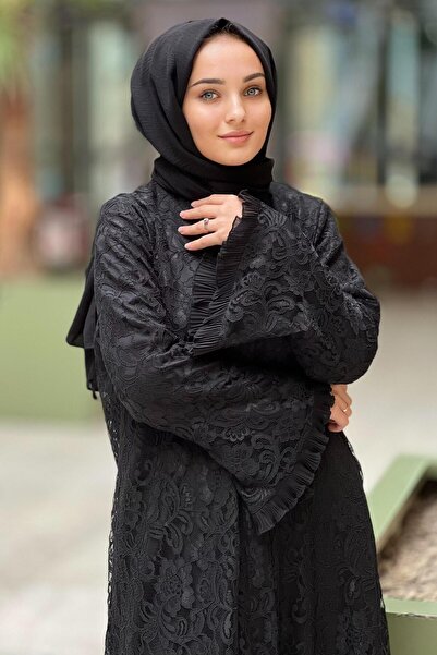 GİZAY Gizay Sleeves and Skirt Frilly Guipure Ferace