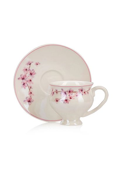 LC Waikiki Pink Floral 2-Person Porcelain Coffee Cup Set 90 ml