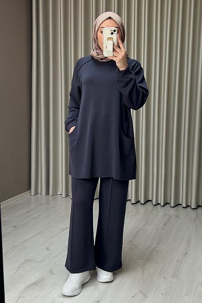 T Moda Store Comfortable Fit Modal Fabric Laser Cut Stitching Detailed Sports Hijab Suit