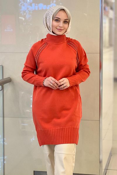 Ghisa Knitwear Sweater with Stone Embroidered Shoulders