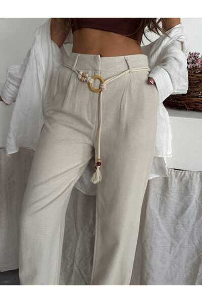 SUFFLE WEAR İP KEMER DETAYLI MUSLİN PANTOLON