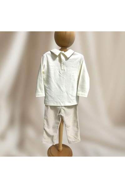 Mymio Erkek Bebek Piliseli Özel Gün Takımı - Bej Ekru Tonlar, Şık Tasarım