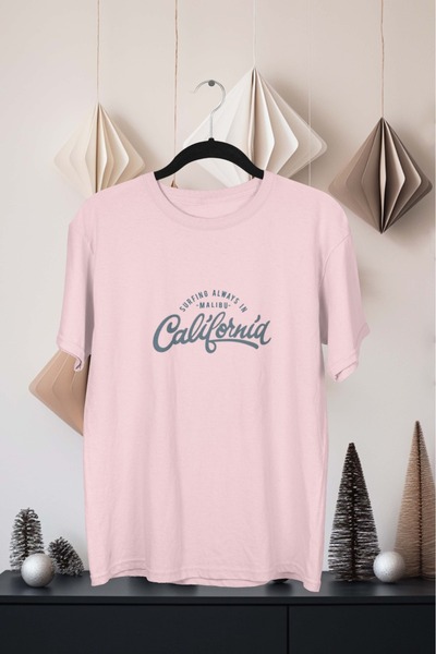 Butik تي شيرت رجالي/نسائي مطبوع عليه كاليفورنيا برقبة دائرية وأكمام قصيرة