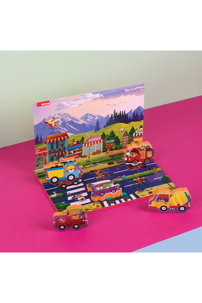 PUEDO Eva Foam Puzzle, Cars and Traffic Signs, 17 Pieces, Puedo Toys