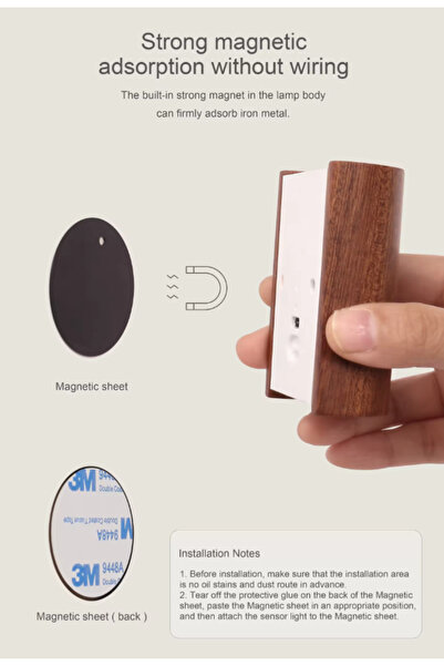 Generic Sensor Wall Sconce Wooden LED Step Lights Wall Lamp, Motion Sensor, Rechargeable Stair Lights