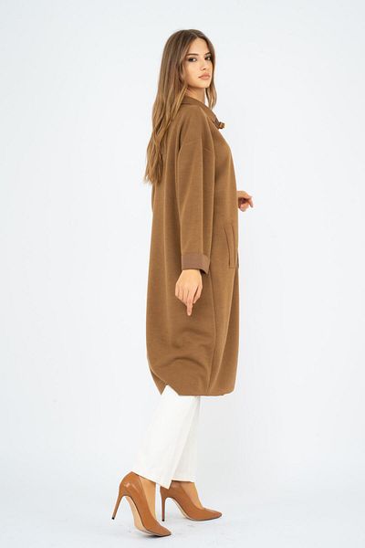 Ghisa 6515-23k Front Zippered Stand Collar Coat