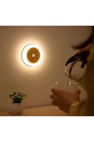 Generic مصباح حثي يعمل بالعملة المعدنية مزود بشاحن USB وحساس حركة وخزانة ملابس ذكية وخشب فاتح (أبيض دافئ)