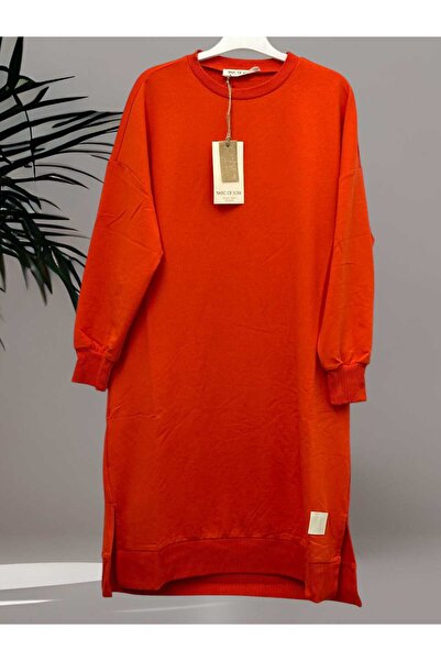 Soul Kadın Açık Kırmızı Turuncu 2 Iplik Uzun Boy Diz Altı Tunik 30645