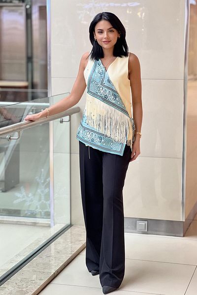 MİANOTTE Mianotte Shawl Patterned Tassel Vest