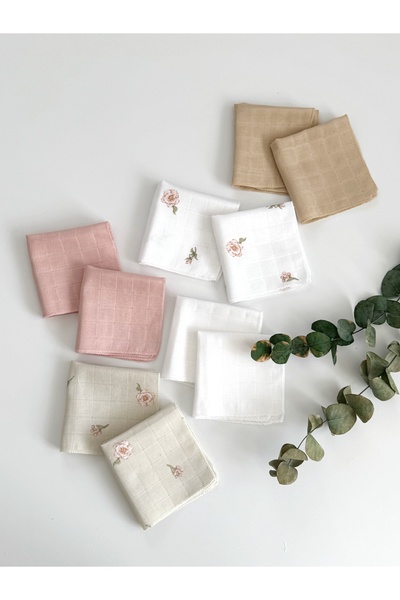 Muukh store Beno 10 lu Müslin Mendil | %100 Pamuk | Çok Amaçlı - Ağız Mendili...