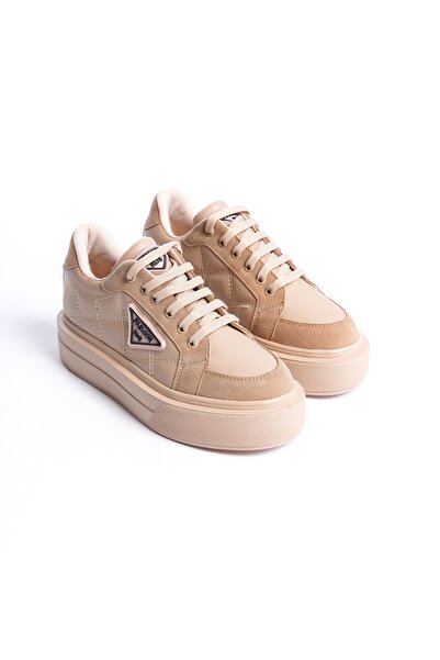 Zerenyus PRAG Premium Bağcıklı Ortopedik Kadın Sneaker - Ten