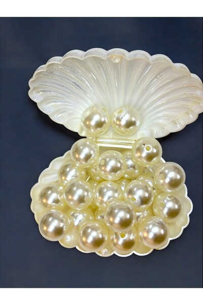 stainless steell 16mm Krem Lüks Plastik Delikli İnci Boncuk (100 gr) (250 gr)...