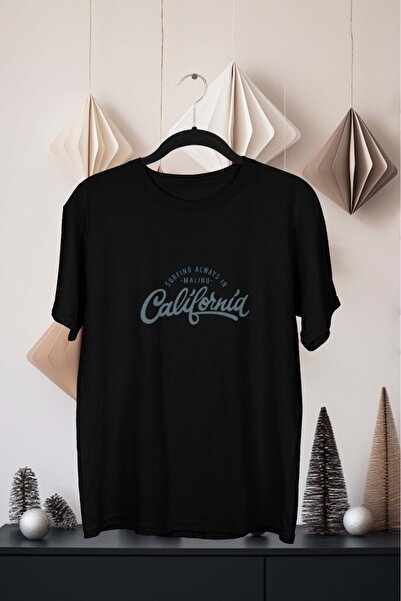Butik تي شيرت رجالي/نسائي مطبوع عليه كاليفورنيا برقبة دائرية وأكمام قصيرة