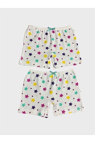 elmas kids Boxer pentru fetiță, 100% bumbac, cu model de stea albă, din 2 piese