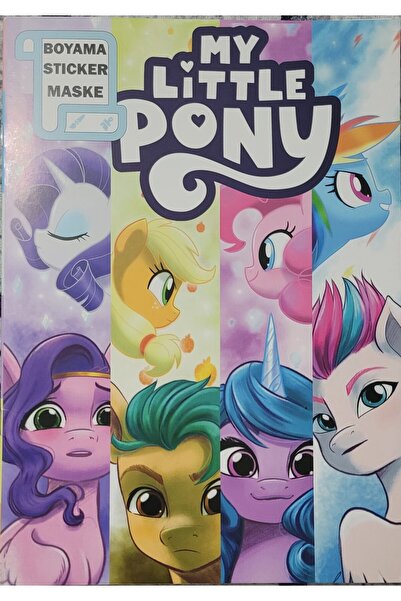 DerinHome My little Pony Boyama Kitabı Stickerlı Arka Kapak Kesilerek Maskeli...