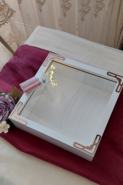 Verda Çerçeve 25x25 Cm Ledli Beyaz Isimsiz Derin Gül Çerçevesi! Gül Kutusu! H...