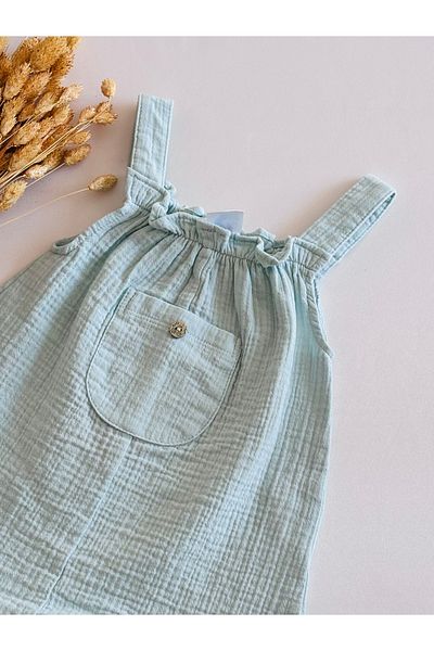 Kidaxi Girl's Muslin Strappy Barbatöz Jumpsuit