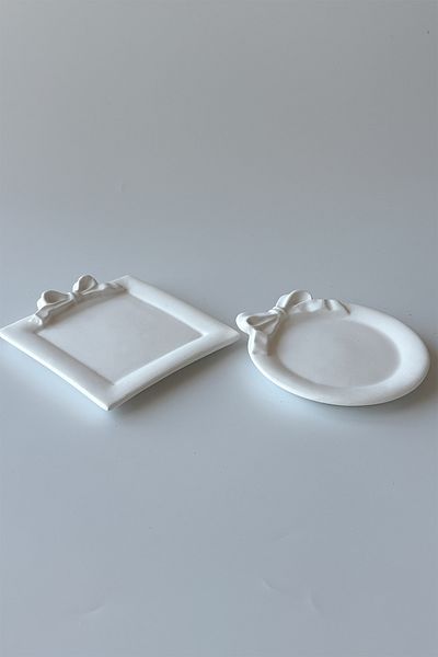 sin istanbul 2-Piece Bow Mini Plate White