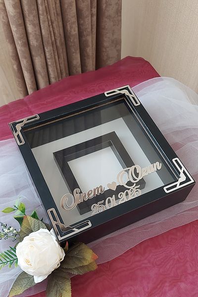Verda Çerçeve 25X25 cm Memory Frame with Photo Section - 6cm Depth Name and Date Gift