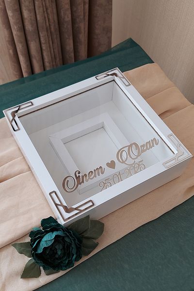 Verda Çerçeve 25X25 cm Memory Frame with Photo Section - 6 cm Depth Name and Date Gift