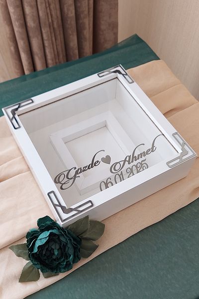 Verda Çerçeve 25X25 cm Memory Frame with Photo Section - 6 cm Depth Name and Date Gift