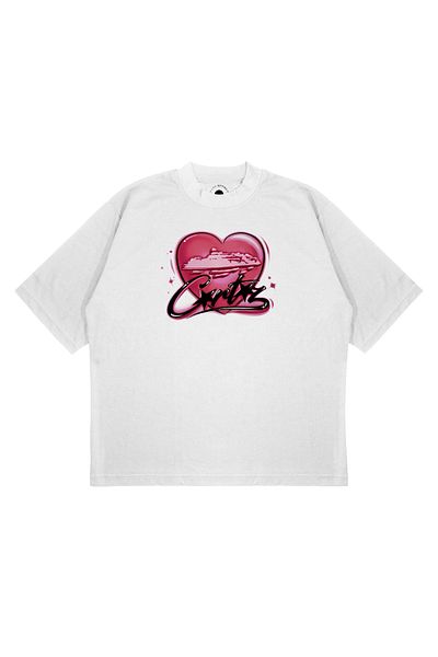 PURE EFFECT Μπλουζάκι Unisex Oversize Heart Motif Χοντρό ύφασμα