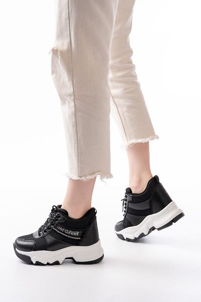İNFON Infon F-209 Black Lace-Up Mesh Casual Sports Shoes with Stone Accessories