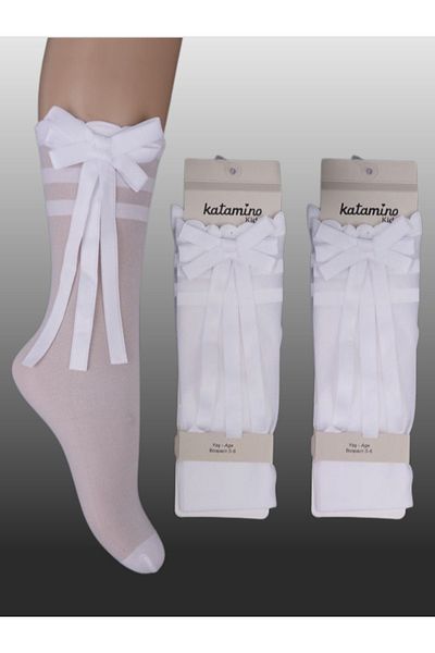 KIPIRIK BABY 1 Pack Girls' Thin Ribbon Detailed Knee Socks